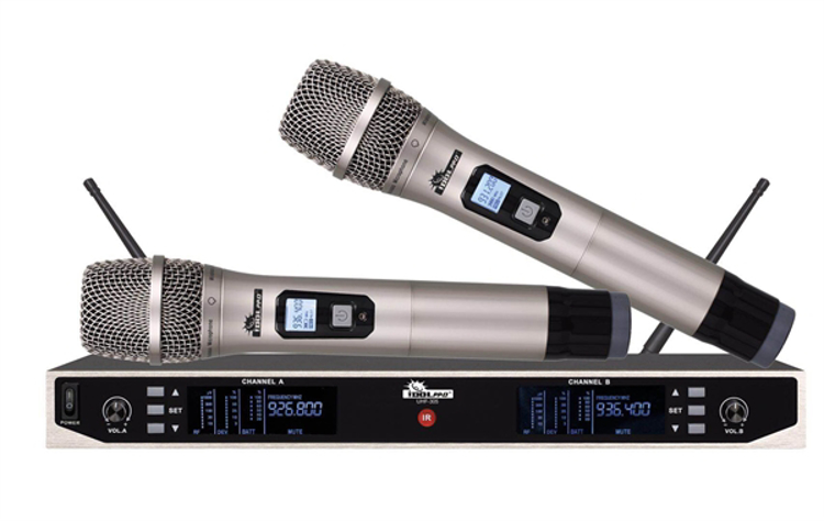 Picture of IDOLpro UHF-305 Professional Dual Wireless Microphone System With Long Distance Operation And Free Interference NEW 2019
