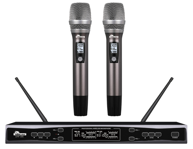Picture of IDOLpro UHF-306 Professional Dual Wireless Microphone System With Long Distance Operation And Free Interference NEW 2022